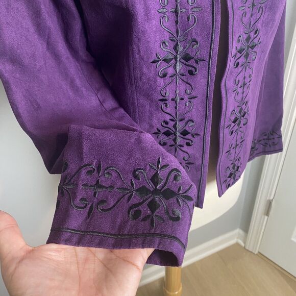 Purple Embroidered Open-Front Jacket by Dressbarn, size Small - Picture 3 of 8